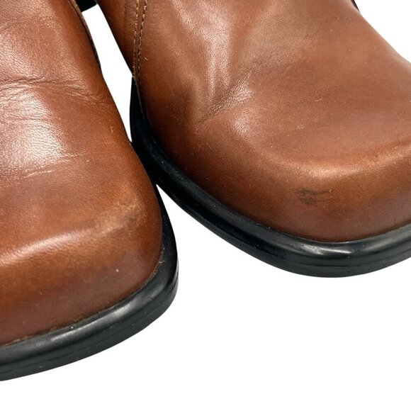 Vintage 90s Y2K Predictions Sz 6 Square Toe Laser Cut Leather Chunky Heel Mules - Picture 5 of 16